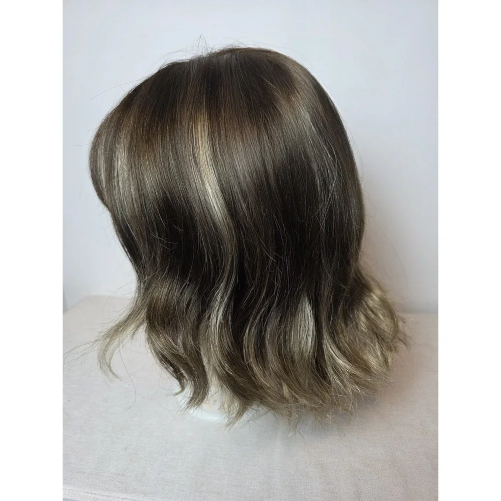 Estetica Wig Short Brunette Highlights With Fringe Iced Mocha Lace Front Bob
